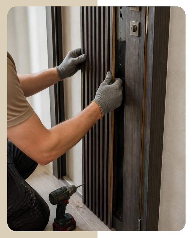 Монтаж декоративных панелей двери под ключ в Краснокаменске